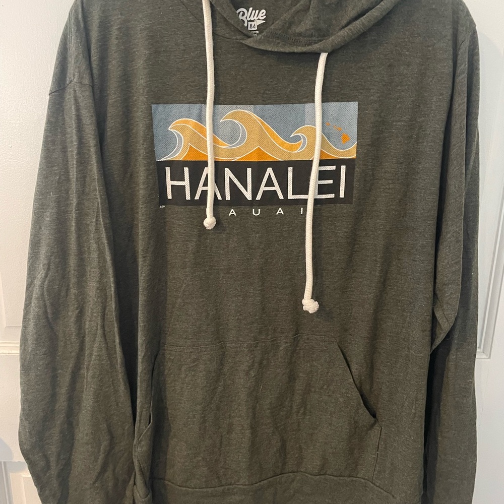 Blue 84 Green Sweater with Scenic Design